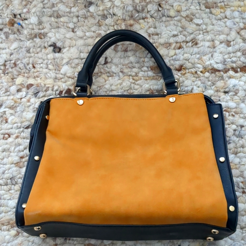 Zara Faux Black Leather and Faux Brown Suede,  3 section Handbag